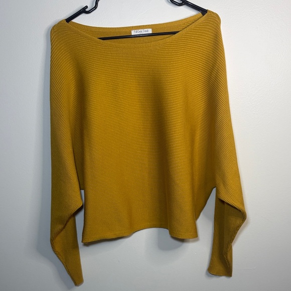 Elegant Off-the-Shoulder Mustard Sweater - Picture 1 of 8